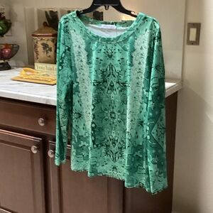 Lot of 3 Mislook Brand Green, Blue, Purple Patterned Long Sleeve Tops
